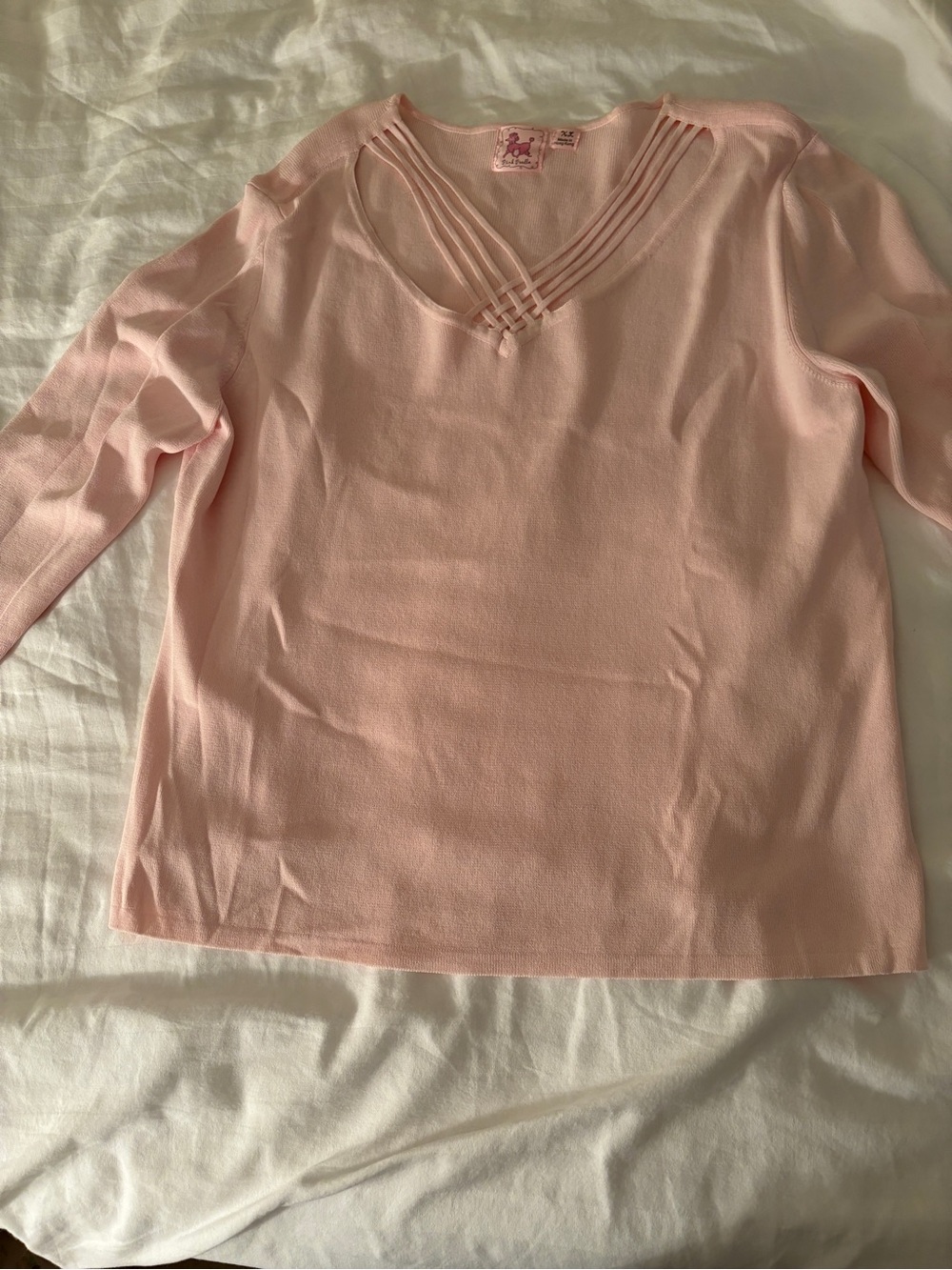 XL Pink V Neck Sweater